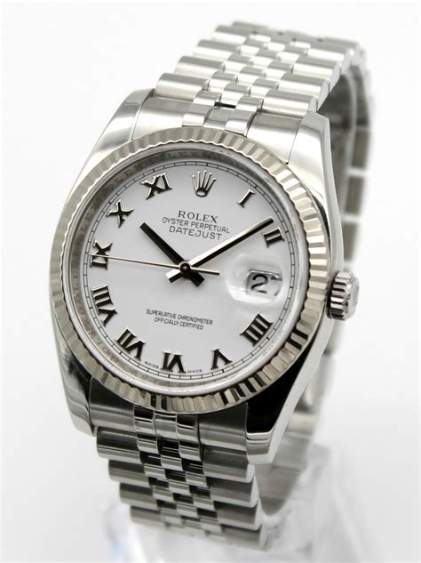 rolex datejust white dial roman numerals